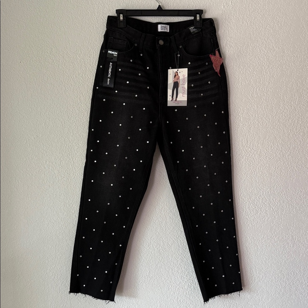 Simple Society Women's High Rise Straight ButtonFly Jeans